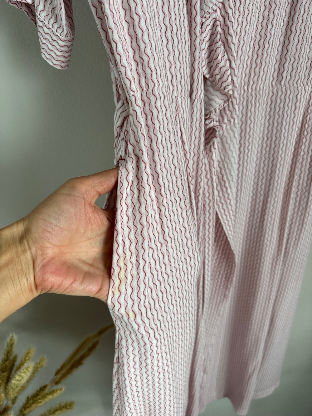 Ines de La Fressange x Uniqlo Pink Ruffle Wrap Midi Dress Rayon Size L - Picture 9 of 14